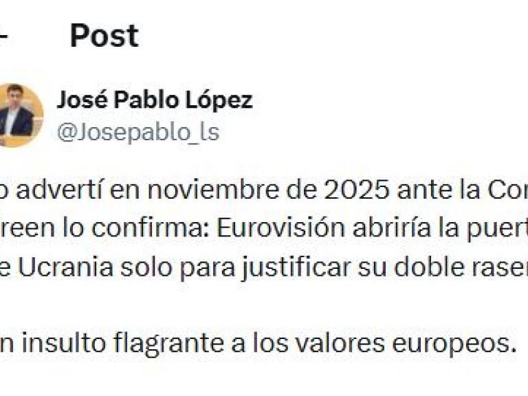El tuit de José Pablo López.