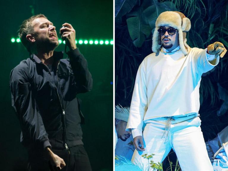 Damon Albarn, líder de Gorillaz, y Bad Bunny, en dos imágenes de archivo.