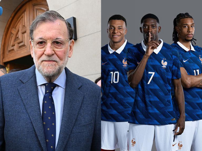 Mariano Rajoy y tres jugadores de la selección francesa