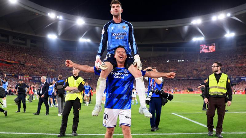 Marrero y Oyarzábal, durante la celebración de la Real Sociedad en La Cartuja