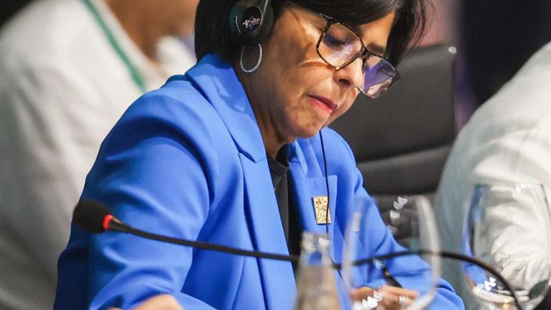 La vicepresidenta de Venezuela, Delcy Rodríguez, asiste a la Cumbre de la Amazonía en Belém (Brasil), el 8 de agosto de 2023.