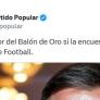 Críticas al PP por el tuit que puso durante la gala del Balón de Oro: "Aquí los de la política para adultos..."