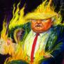 Donald Trump, prendiendo fuego al Preámbulo de la Constitución de los Estados Unidos, en una ilustración.