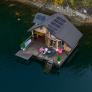 Ni es arquitecto ni constructor, pero se ha construido una casa flotante de 65 metros cuadrados con sauna finlandesa y cinco toneladas de baterías
