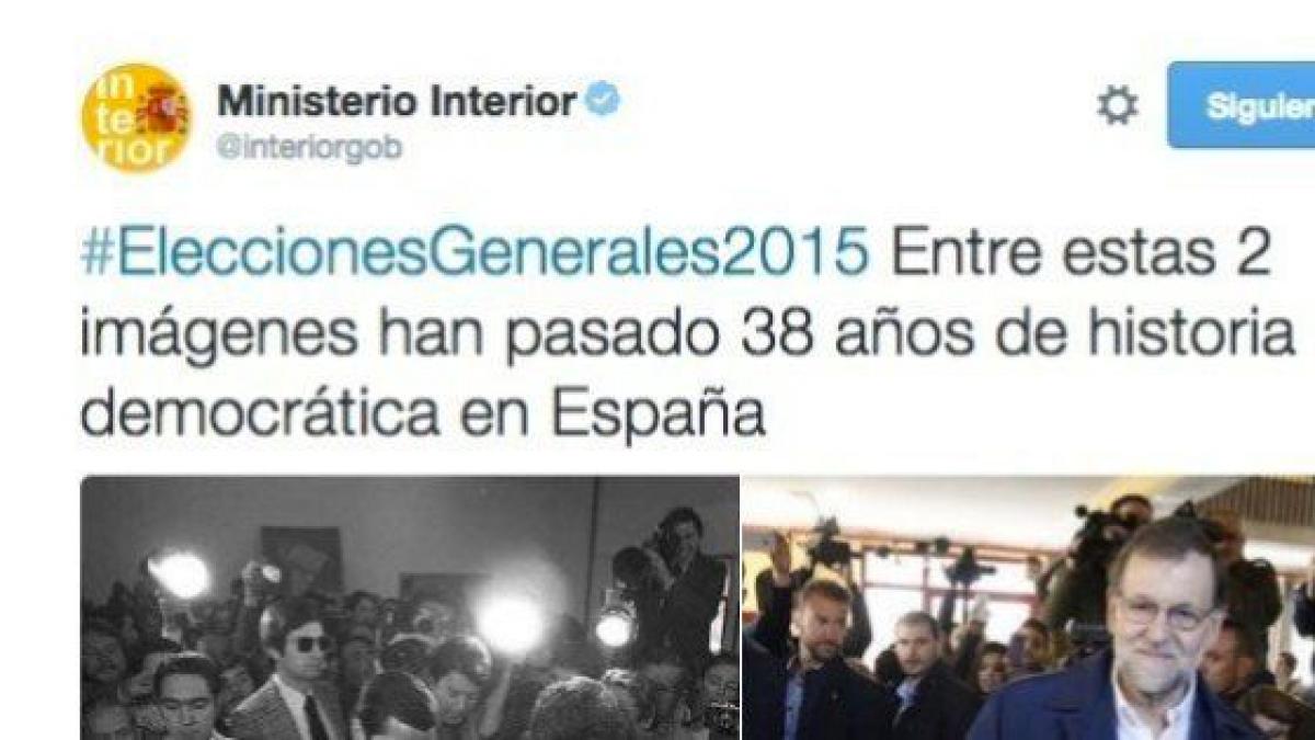 Interior levanta polémica por un tuit en el que saca a Suárez y Rajoy