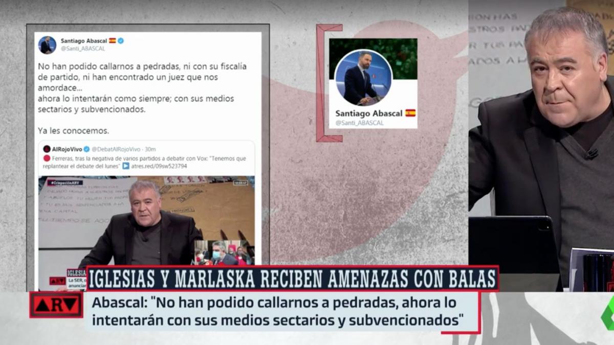 Abascal carga contra LaSexta en Twitter y Ferreras tarda 12 segundos en ...