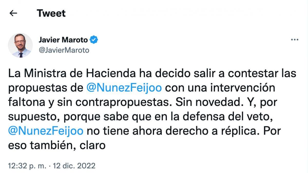 Maroto pone este tuit sobre la ministra de Hacienda y ella arrasa al ...