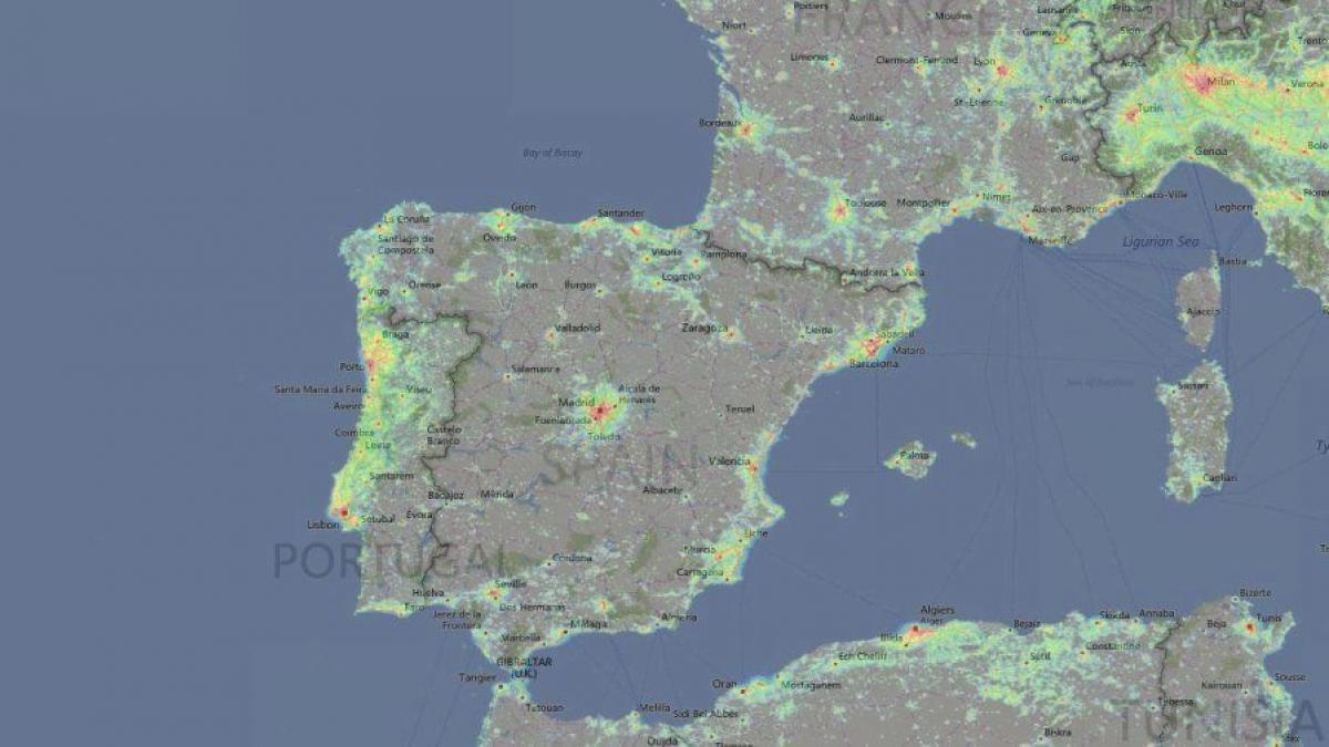 El mapa que muestra cuánta contaminación lumínica soportas en tu ciudad