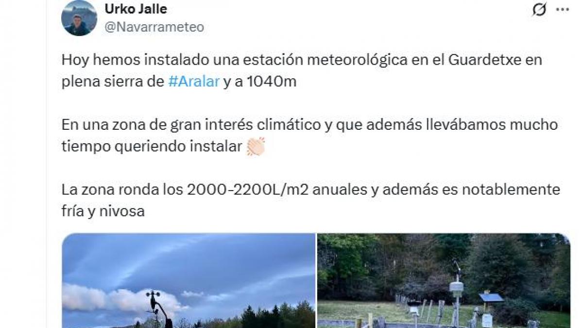 Ponen una estación meteorológica en una sierra de Navarra y lo que pasa en las primeras 24 horas habla muy mal de la gente