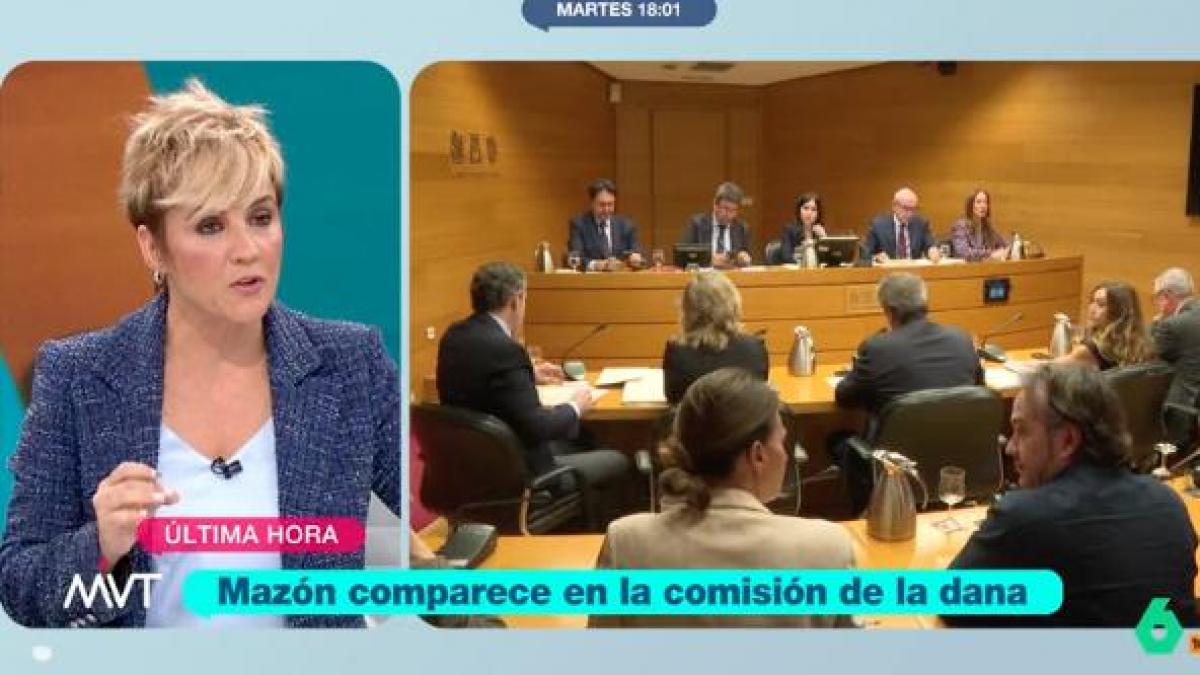 A Cristina Pardo le basta una breve frase para reaccionar a lo que dice Mazón en la Comisión de la DANA