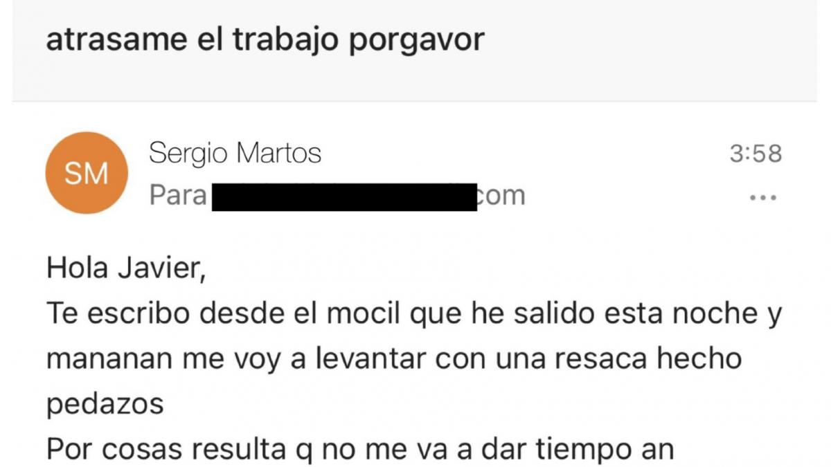 Sale de fiesta y manda un correo al profesor para cambiar la fecha de un trabajo: su respuesta, para exponerla en el ministerio de Educación