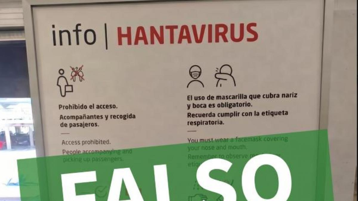 Aena desmiente que se haya colocado este cartel sobre el hantavirus en un aeropuerto de Tenerife