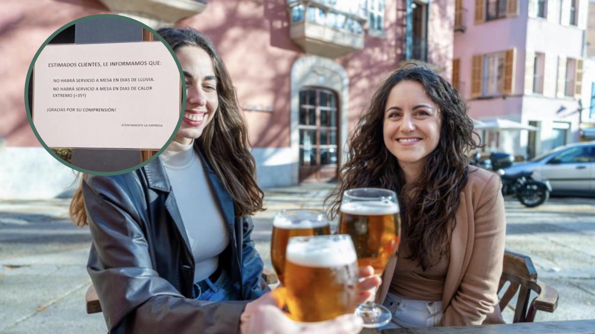 Un bar avisa: no tendrá servicio en terraza ni con lluvia ni cuando haga más de 35 de grados