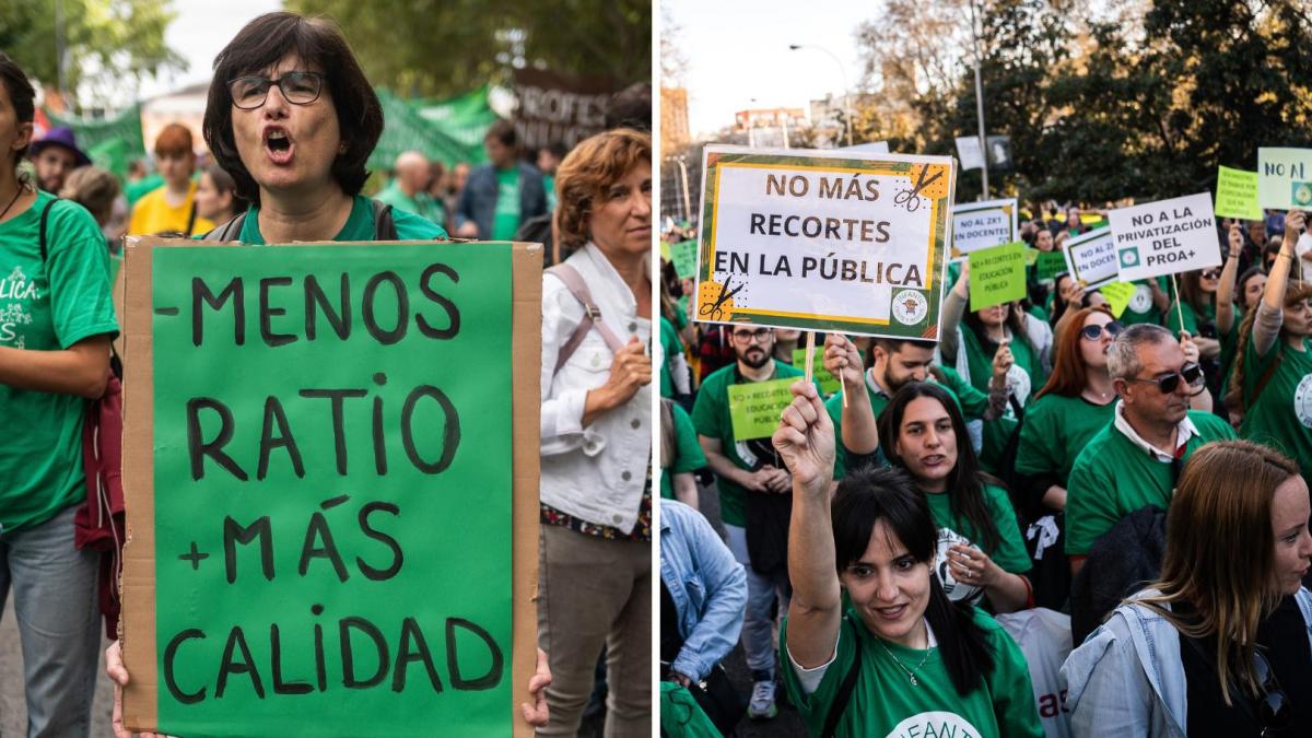 Los profesores de Madrid se van de huelga para exigir 17 horas lectivas en Secundaria, 22 en Primaria y menos alumnos por aula:   