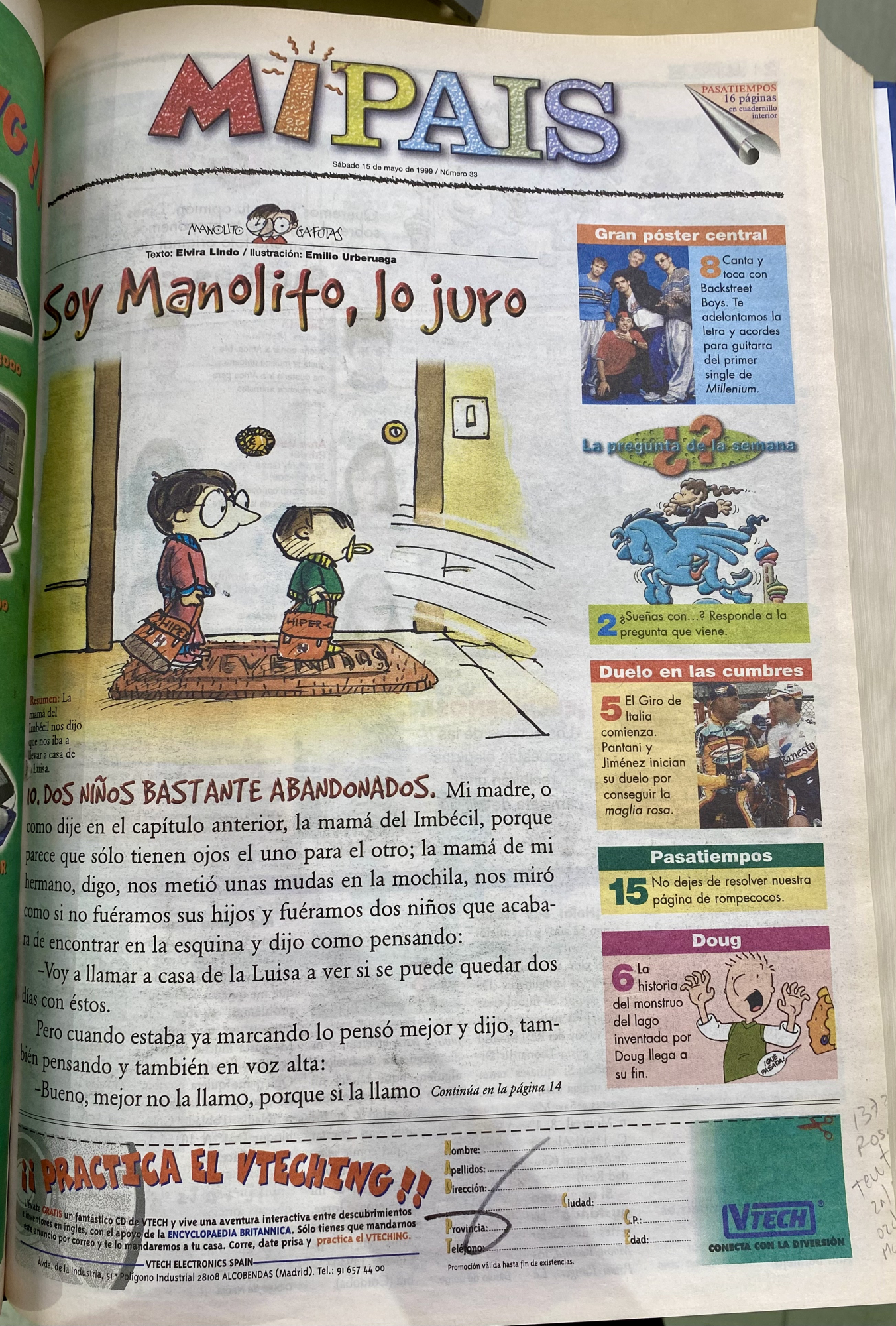 Portada de 'Mi País' de mayo de 1999.