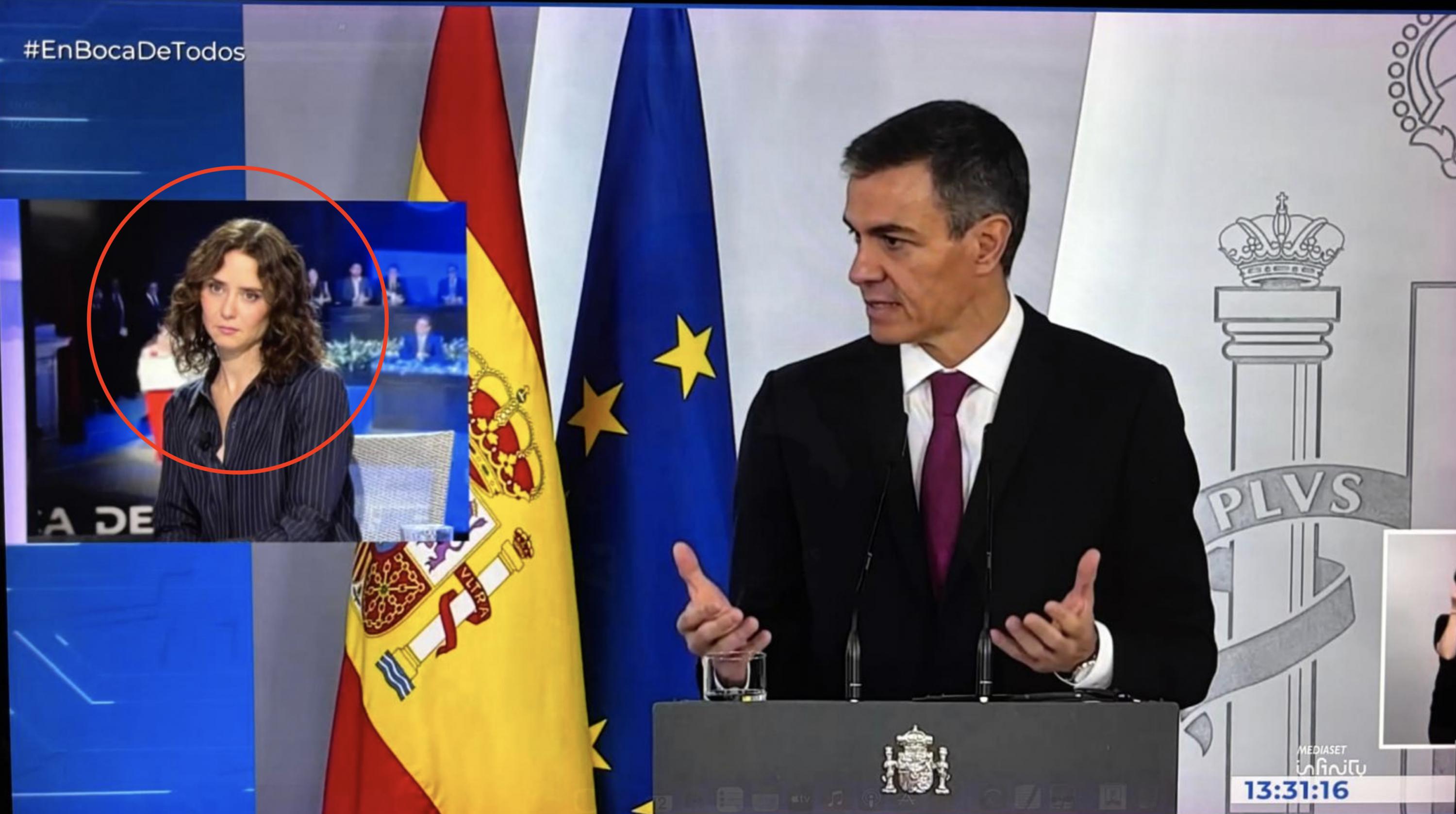 Le ponen a Ayuso lo que ha dicho Sánchez de ella: le va cambiando la ...